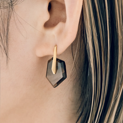 Random Faceted Gemstone Pierce_staple/short(バイカラースモーキークオーツ)