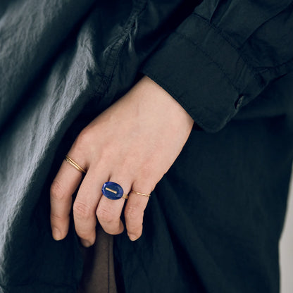 Oval Faceted Gemstone Ring_staple(ラピスラズリ)