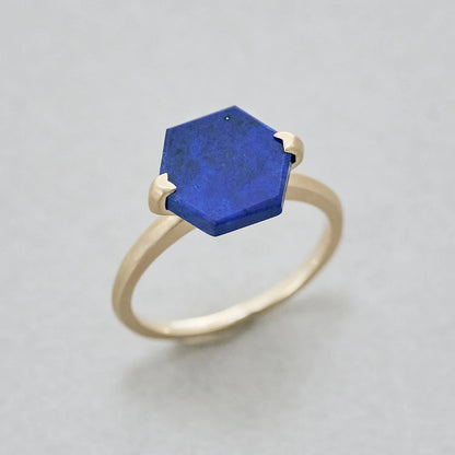 Hexagon Gemstone Ring_node(Lapis Lazuli)