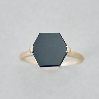 Hexagon Gemstone Ring_node(Black Onyx)