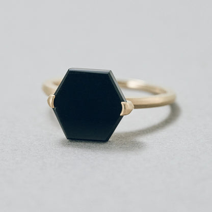 Hexagon Gemstone Ring_node(Black Onyx)