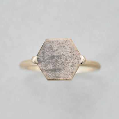 Hexagonal Gemstone Ring_node(ペトリファイドウッド)