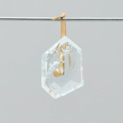 Random Faceted Gemstone Pierce_staple/short (Bicolor Smoky Quartz)