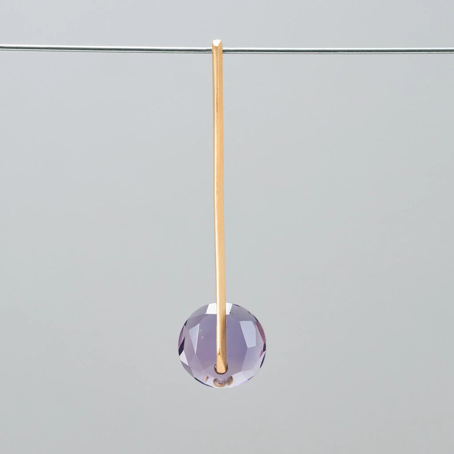Round Faceted Gemstone Piercing Stud/Long (Amethyst)