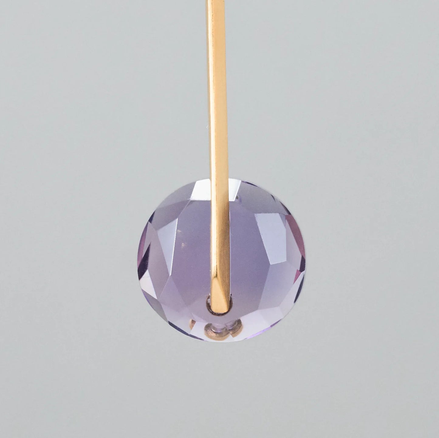 Round Faceted Gemstone Piercing Stud/Long (Amethyst)