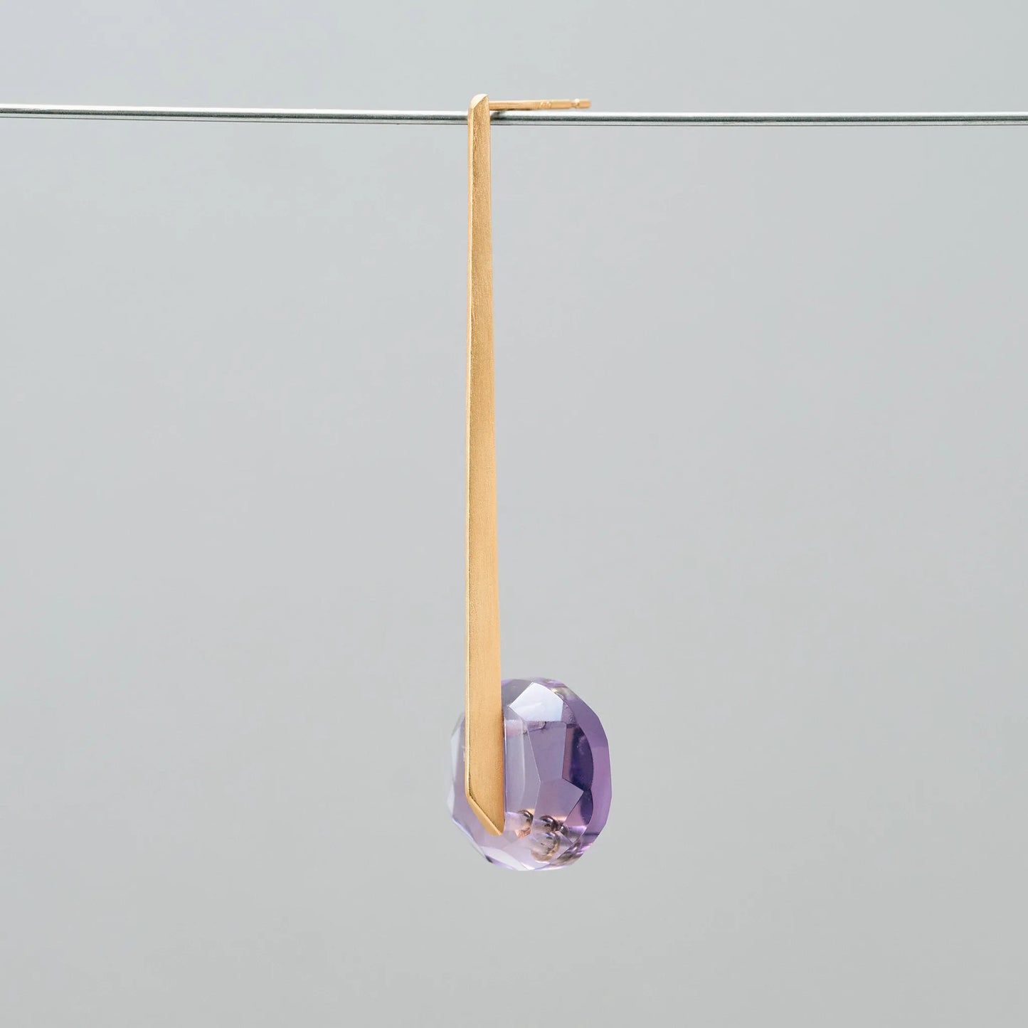 Round Faceted Gemstone Piercing Stud/Long (Amethyst)
