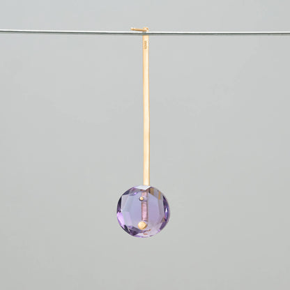 Round Faceted Gemstone Piercing Stud/Long (Amethyst)