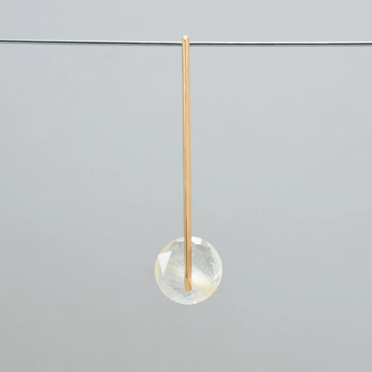 Round Faceted Gemstone Pierce_staple/long(ルチルクオーツ)