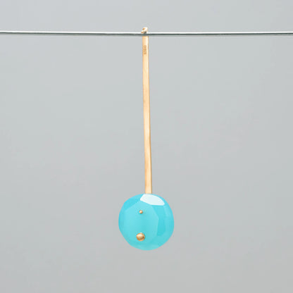 Round Faceted Gemstone Pierced Earrings, Staple/Long (Sea Blue Chalcedony)