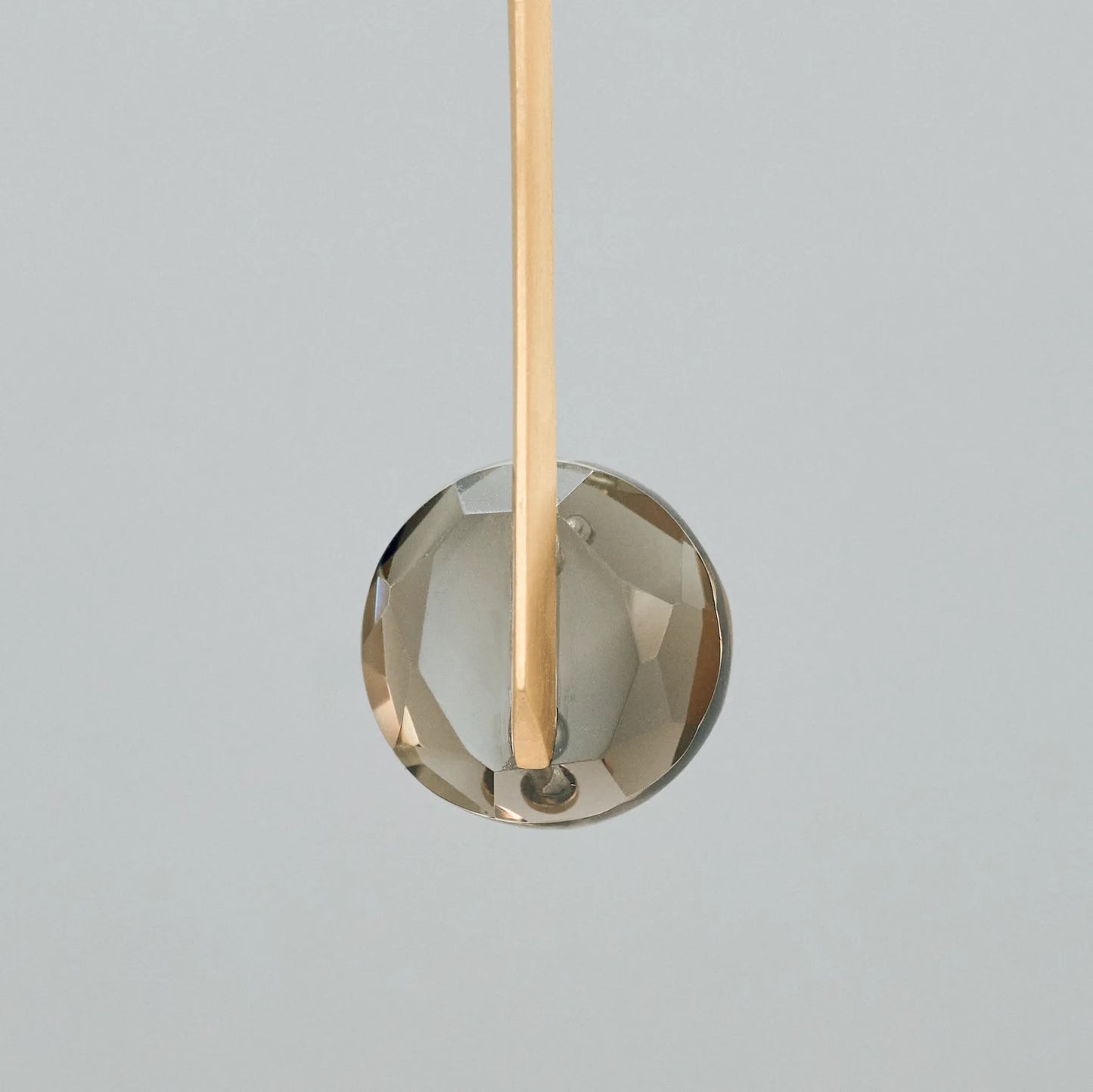 Round Faceted Smoky Quartz Long Pierced Earrings