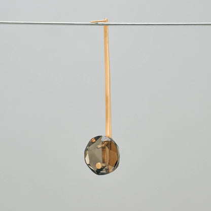 Round Faceted Smoky Quartz Long Pierced Earrings