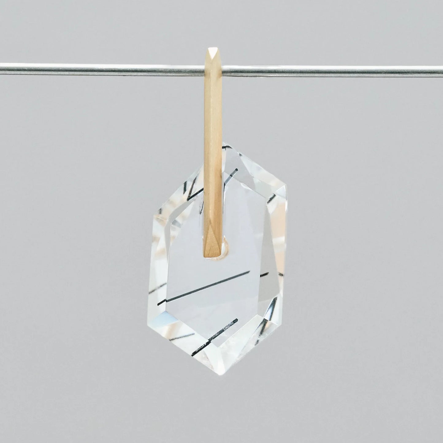 Random Faceted Gemstone Pierce_staple/short (Bicolor Smoky Quartz)