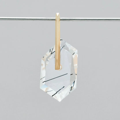 Random Faceted Gemstone Pierce_staple/short (Bicolor Smoky Quartz)