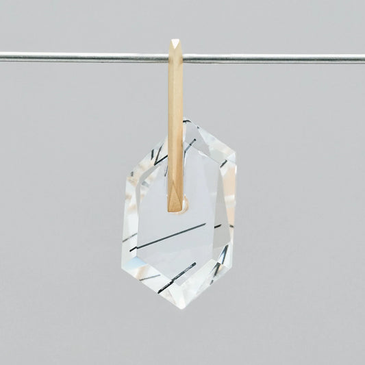 Random Faceted Gemstone Pierce_staple/short(トルマリンインクオーツ)