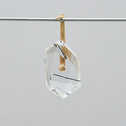 Random Faceted Gemstone Pierce_staple/short (Bicolor Smoky Quartz)