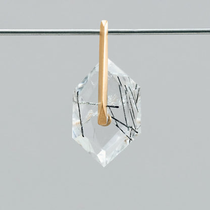 Random Faceted Gemstone Pierce_staple/short (Bicolor Smoky Quartz)