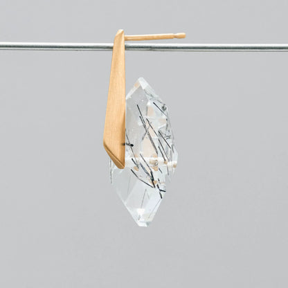 Random Faceted Gemstone Pierce_staple/short (Bicolor Smoky Quartz)