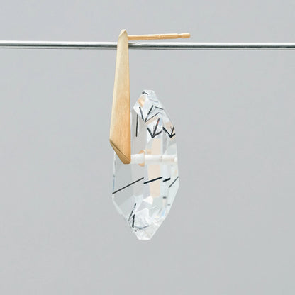 Random Faceted Gemstone Pierce_staple/short (Bicolor Smoky Quartz)