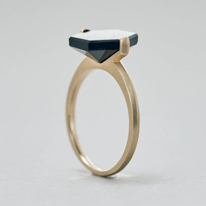Hexagon Gemstone Ring_node(Hawk's Eye)
