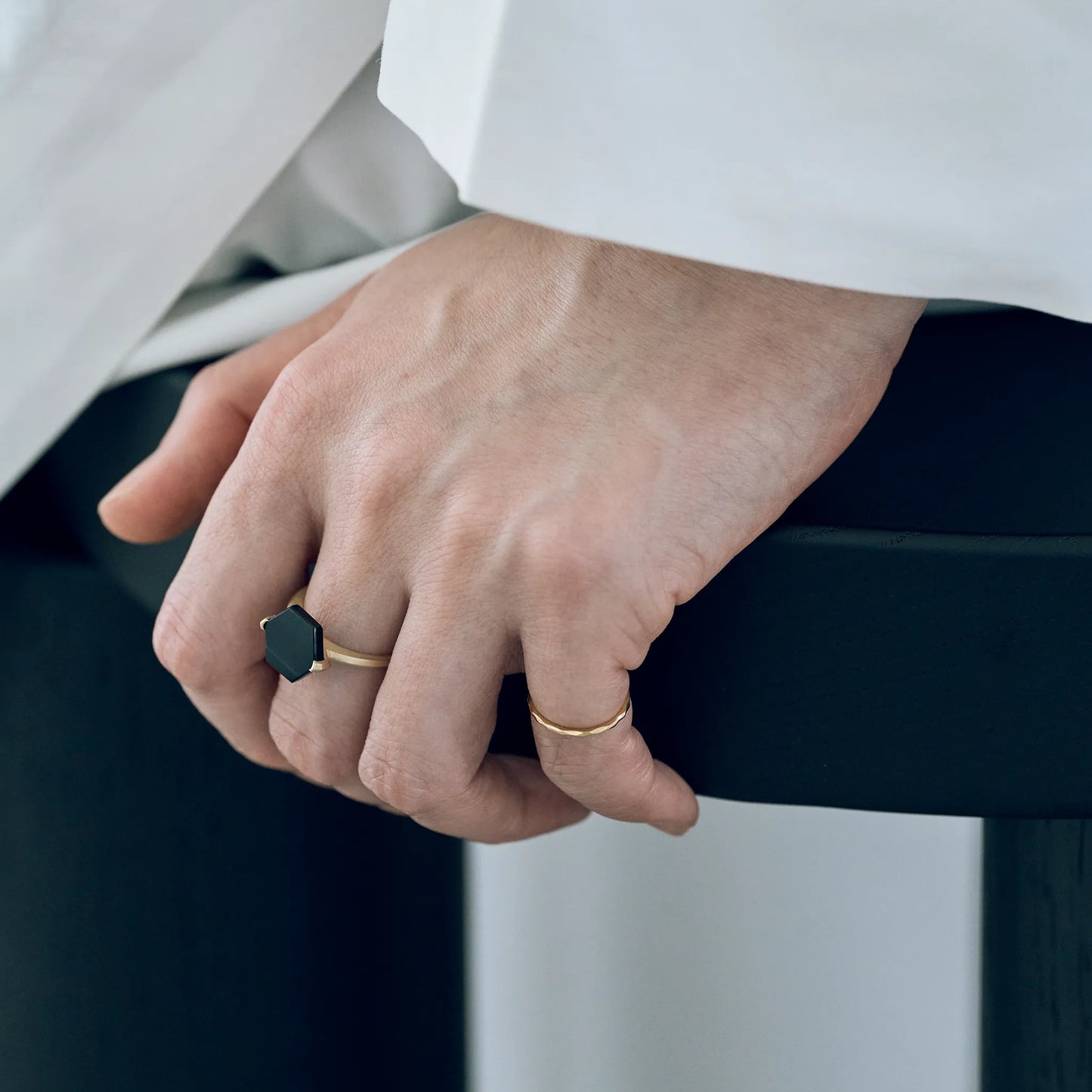 Hexagon Gemstone Ring_node(Hawk's Eye)