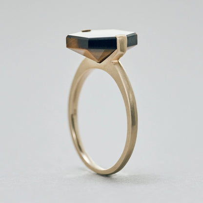 Hexagon Gemstone Ring_node(Tiger's Eye)