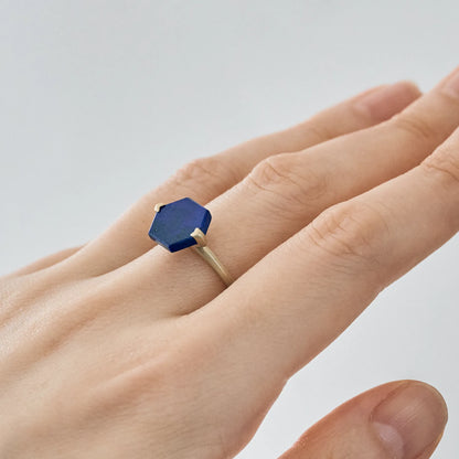 Hexagon Gemstone Ring_node(Lapis Lazuli)