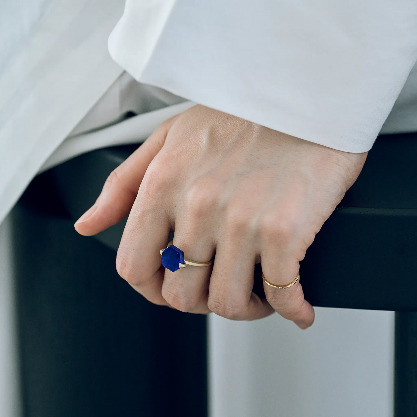 Hexagon Gemstone Ring_node(Lapis Lazuli)