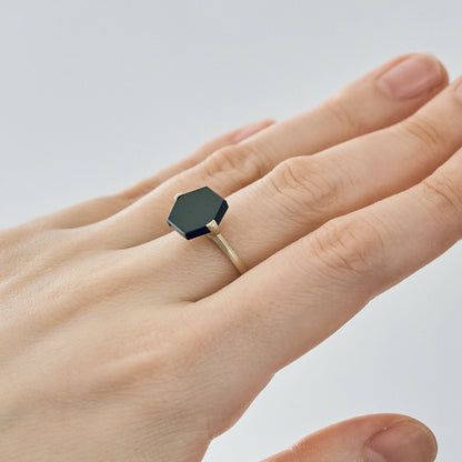 Hexagon Gemstone Ring_node(Black Onyx)