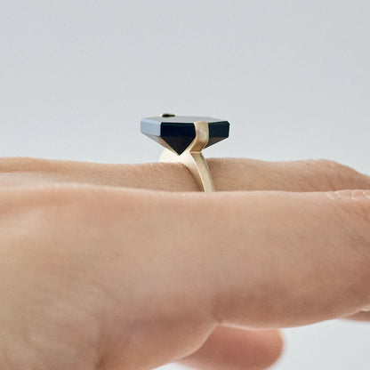 Hexagon Gemstone Ring_node(Black Onyx)