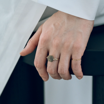 Hexagonal Gemstone Ring_node(ペトリファイドウッド)