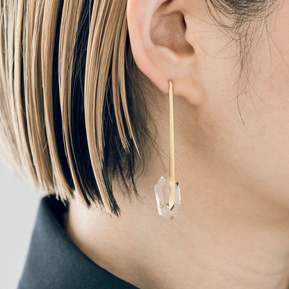 Random Faceted Gemstone Pierce_staple/long (Rutilated Quartz)