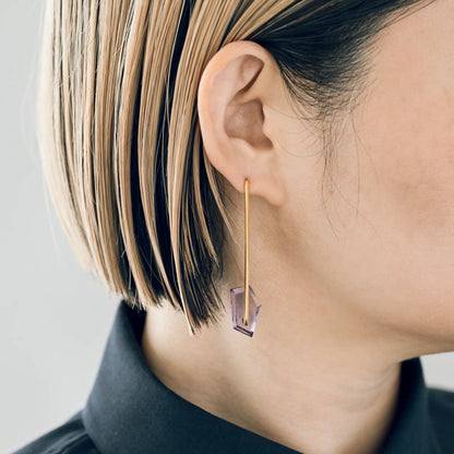 Random Faceted Gemstone Pierce_staple/long (Amethyst)