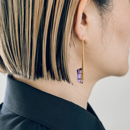Random Faceted Gemstone Pierce_staple/long (Amethyst)
