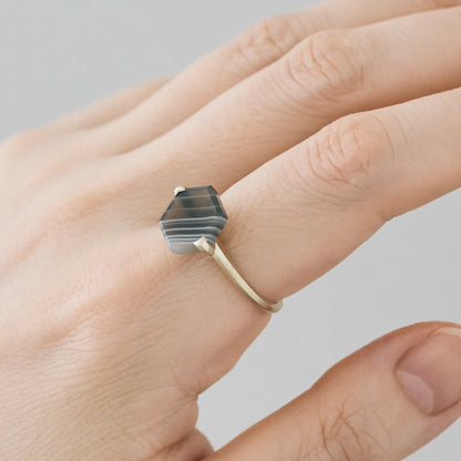Hexagonal Gemstone Ring_node(ボツワナアゲート)