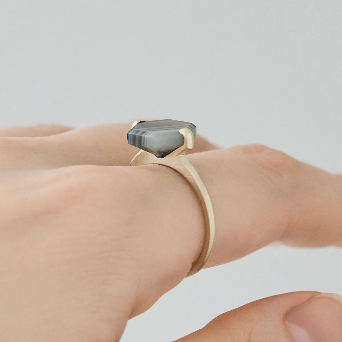 Hexagonal Gemstone Ring_node(ボツワナアゲート)