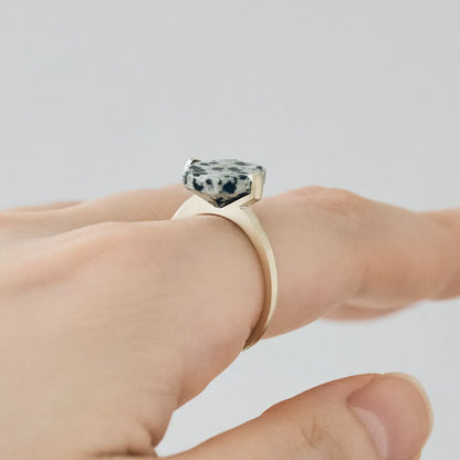 Hexagonal Gemstone Ring_node(Hawk's Eye)