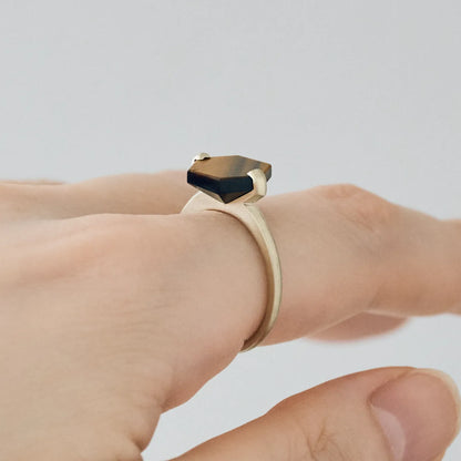 Hexagonal Gemstone Ring_node (Tiger's Eye)