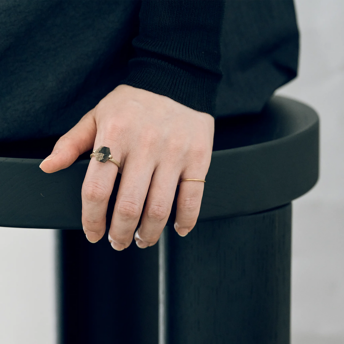 Hexagonal Gemstone Ring_node(ペトリファイドウッド)