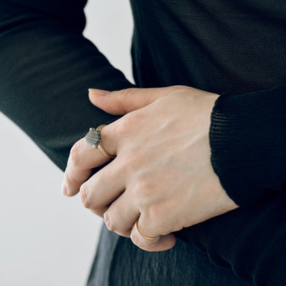 Hexagonal Gemstone Ring_node(ボツワナアゲート)
