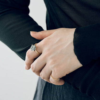 Hexagonal Gemstone Ring_node(Hawk's Eye)