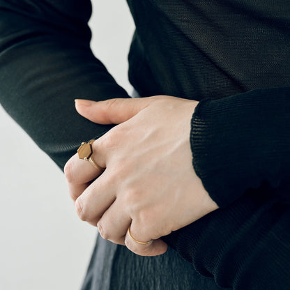 Hexagonal Gemstone Ring_node (Tiger's Eye)