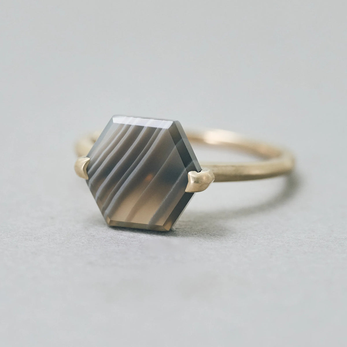 Hexagonal Gemstone Ring_node(ボツワナアゲート)