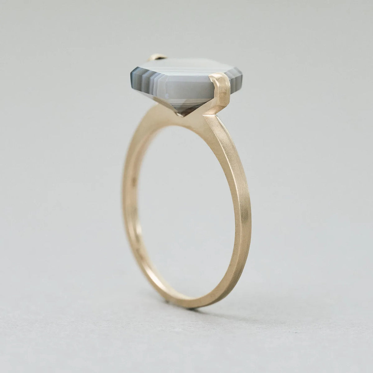 Hexagonal Gemstone Ring_node(ボツワナアゲート)