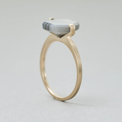 Hexagonal Gemstone Ring_node(ボツワナアゲート)