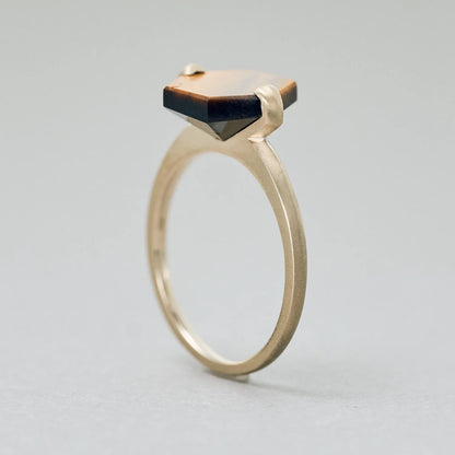Hexagonal Gemstone Ring_node (Tiger's Eye)