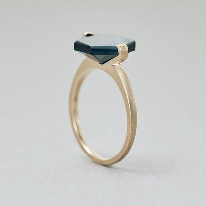 Hexagonal Gemstone Ring_node(Hawk's Eye)