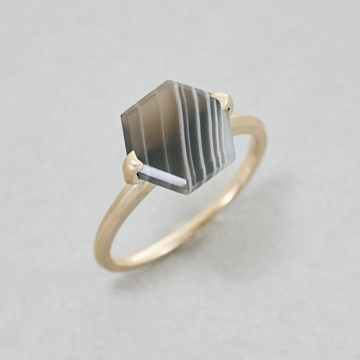 Hexagonal Gemstone Ring_node(ボツワナアゲート)