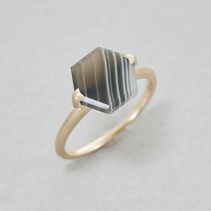 Hexagonal Gemstone Ring_node(ボツワナアゲート)