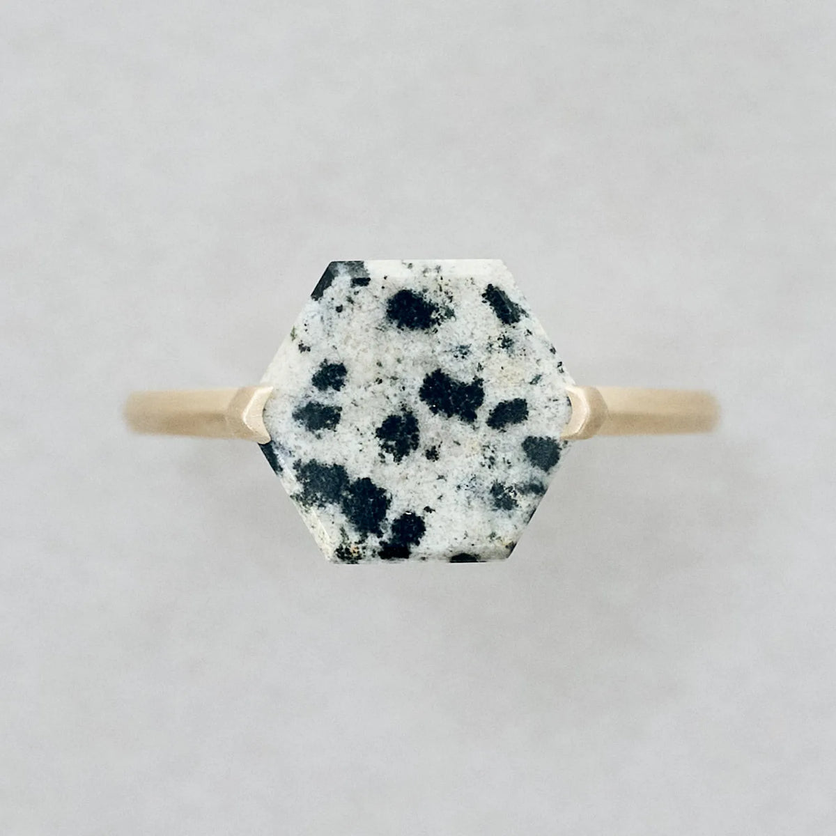 Hexagonal Gemstone Ring_node(Hawk's Eye)