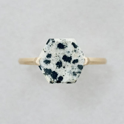 Hexagonal Gemstone Ring_node(Hawk's Eye)